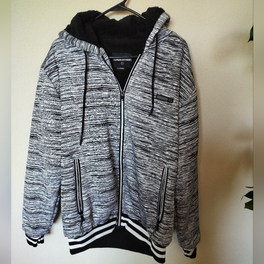 Encrypted jacket for men Sherpa fleece warm NWOT gray black